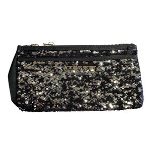 Victoria’s Secret Black/Silver Sequin 2-Compartment Make Up Bag